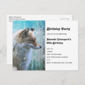 Schattigee Furry Fox op Blue Grunge Achtergrond Ve Uitnodiging Briefkaart (Voorkant / Achterkant)