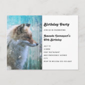 Schattigee Furry Fox op Blue Grunge Achtergrond Ve Uitnodiging Briefkaart (Voorkant)