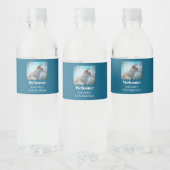 Schattigee Furry Fox op Blue Grunge Achtergrond Ve Waterfles Etiket (Flessen)