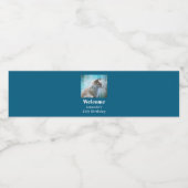 Schattigee Furry Fox op Blue Grunge Achtergrond Ve Waterfles Etiket (Enkel label)