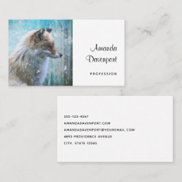 Schattigee Furry Fox op Blue Grunge Achtergrond Visitekaartje