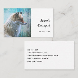 Schattigee Furry Fox op Blue Grunge Achtergrond Visitekaartje