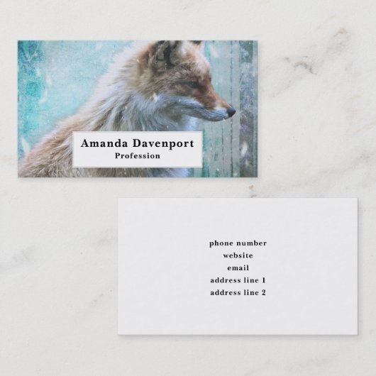 Schattigee Furry Fox op Blue Grunge Achtergrond Visitekaartje (Voorkant / Achterkant)