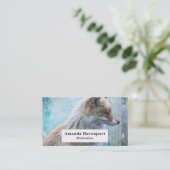 Schattigee Furry Fox op Blue Grunge Achtergrond Visitekaartje (Staand voorkant)