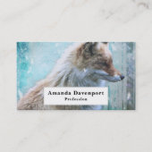 Schattigee Furry Fox op Blue Grunge Achtergrond Visitekaartje (Voorkant)