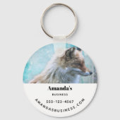 Schattigee Furry Fox op Blue Grunge Achtergrond Za Sleutelhanger (Voorkant)