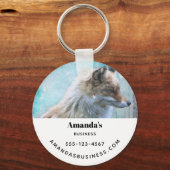 Schattigee Furry Fox op Blue Grunge Achtergrond Za Sleutelhanger (Voorkant)