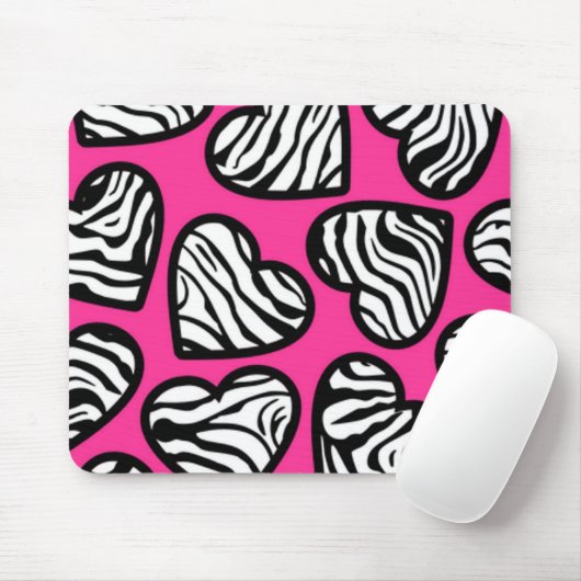 Schattigee fuschia roze zwarte witte zebra patroon muismat (Met muis)