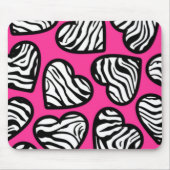 Schattigee fuschia roze zwarte witte zebra patroon muismat (Voorkant)