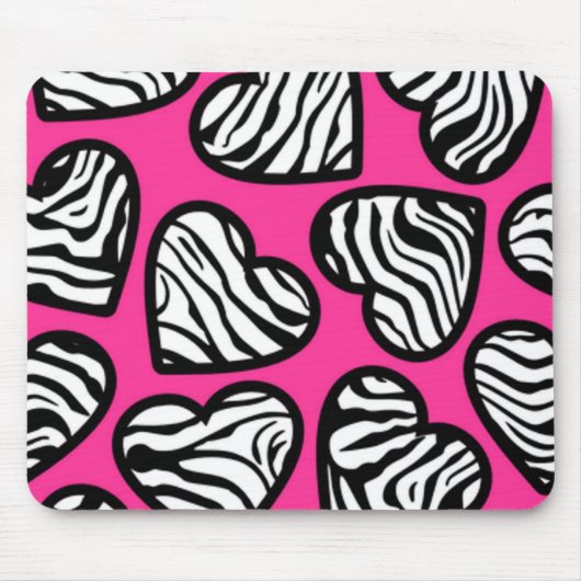 Schattigee fuschia roze zwarte witte zebra patroon muismat (Voorkant)