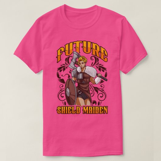 Schattigee Future Shield Maiden Nordic Viking Warr T-shirt (Design voorkant)