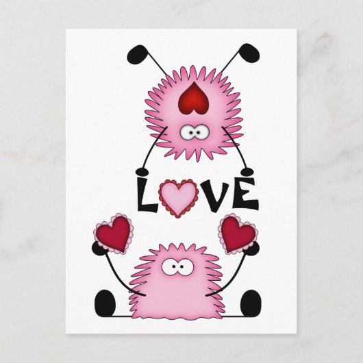 Schattigee fuzzies, harten en liefde Briefkaart (Voorkant)