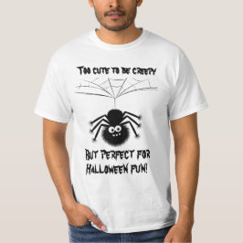 Schattigee Fuzzy Spider hangend aan Web Cartoon De T-shirt