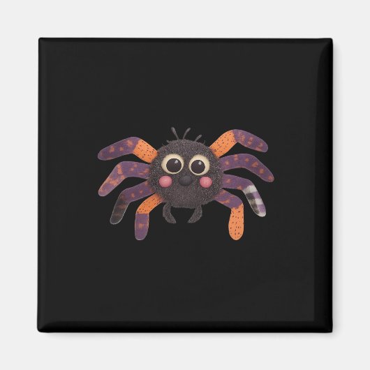 Schattigee Fuzzy Spider Preppy Bloemen Patchwork H Magneet (Voorkant)