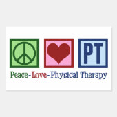 Schattigee fysiotherapie Peace Love PT Rechthoekige Sticker (Voorkant)