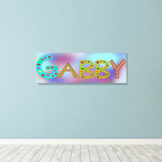 Schattigee GABBY Letters Meisje Naam Abstracte Ach Canvas Afdruk (Insitu (Houten vloer))