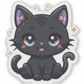 Schattigee Galaxy Black Cat Vinyl Kawaii Witchy Ka Sticker (Voorkant)