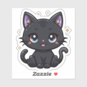 Schattigee Galaxy Black Cat Vinyl Kawaii Witchy Ka Sticker (Vel)