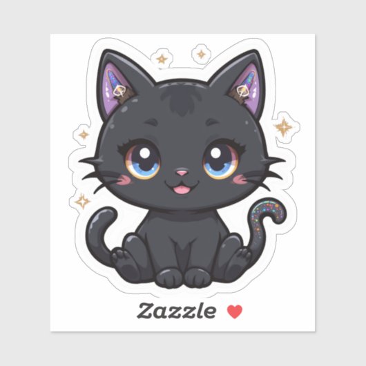 Schattigee Galaxy Black Cat Vinyl Kawaii Witchy Ka Sticker (Vel)