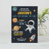 Schattigee Galaxy Rocket Party Uitnodigen Kaart (Staand voorkant)