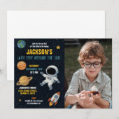 Schattigee Galaxy Rocket Party Uitnodigen met foto Kaart (Voorkant / Achterkant)