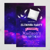 Schattigee galaxy sleepover party uitnodiging (Voorkant / Achterkant)