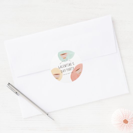 Schattigee Galentine's Day Best-Teas Party Ronde Sticker (Envelop)