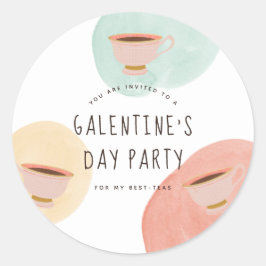 Schattigee Galentine's Day Best-Teas Party Ronde Sticker