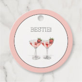 Schattigee Galentine's Day Bestie Waterverf Cockta Bedankjes Labels (Voorkant)