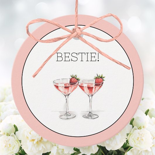 Schattigee Galentine's Day Bestie Waterverf Cockta Bedankjes Labels