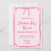 Schattigee Galentine's Day Brunch Roze & Rode Boog Kaart (Voorkant)