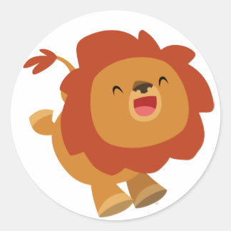 Schattigee Gamboling Cartoon Leeuw Sticker