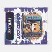 Schattigee Gamer Cat Blauwe Print Fleece Deken (Voorkant (Horizontaal))