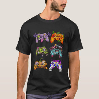 Schattigee Gamer Halloween Game Controller Skeleto T-shirt