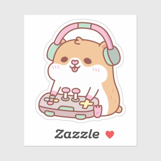 Schattigee gamer hamster spelen van videogames sticker (Vel)