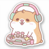 Schattigee gamer hamster spelen van videogames sticker (Voorkant)