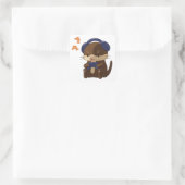 Schattigee gamer otter spelen met controller vierkante sticker (Tas)