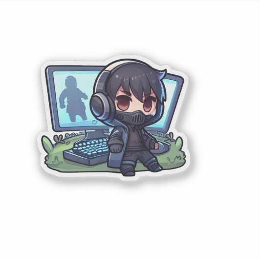 Schattigee gamer-Sticker Sticker (Voorkant)