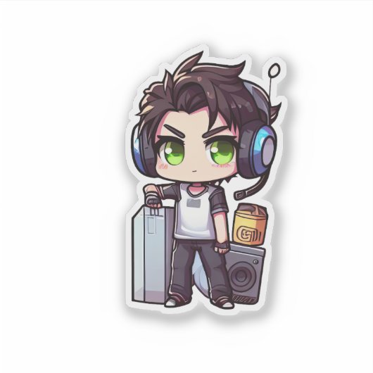 Schattigee gamer-Sticker Sticker (Voorkant)