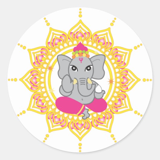 Schattigee Ganesha-labels Ronde Sticker (Voorkant)