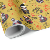 Schattigee Gangster Santa Vrolijk Kerstfeest op Go Cadeaupapier (Rol Hoek)