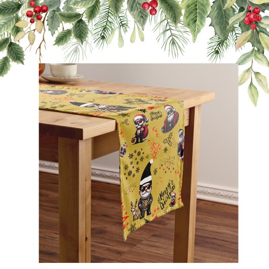 Schattigee Gangster Santa Vrolijk Kerstfeest op Go Lange Tafelloper