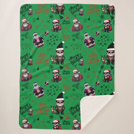 Schattigee Gangster Santa Vrolijk Kerstfeest op gr Sherpa Deken (Voorkant)
