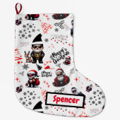 Schattigee Gangster Santa Vrolijk Kerstfeest op Wi Grote Kerstsok (Voorkant)