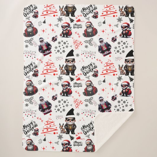 Schattigee Gangster Santa Vrolijk Kerstfeest op Wi Sherpa Deken (Voorkant)