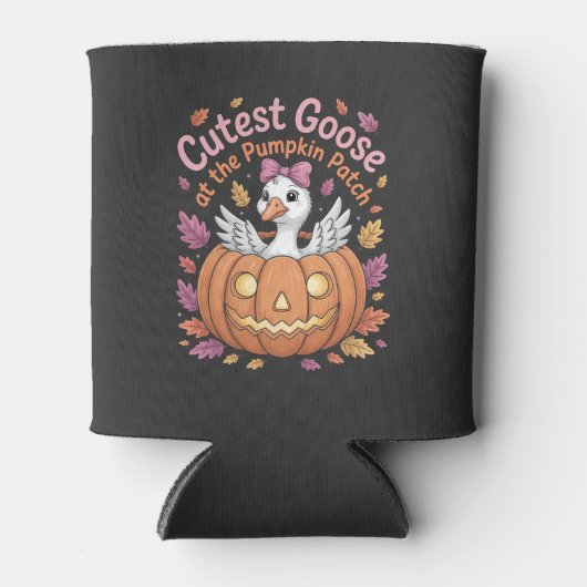 Schattigee gans bij de Pumpkin Patch Thanksgiving Blikjeskoeler (Voorkant)