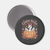 Schattigee gans bij de Pumpkin Patch Thanksgiving Magneet (Voorkant / Achterkant)