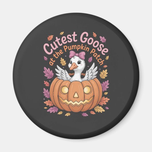 Schattigee gans bij de Pumpkin Patch Thanksgiving Magneet (Voorkant)
