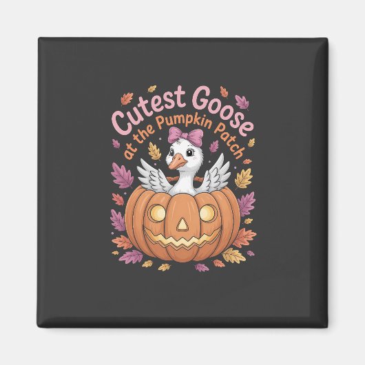 Schattigee gans bij de Pumpkin Patch Thanksgiving Magneet (Voorkant)