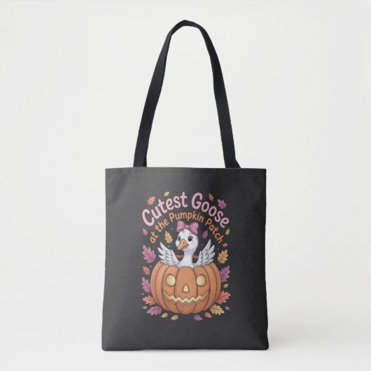 Schattigee gans bij de Pumpkin Patch Thanksgiving Tote Bag (Voorkant)